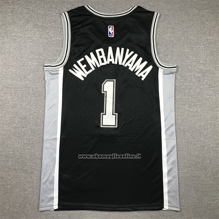 Maglia San Antonio Spurs Victor Wembanyama #1 Icon 2022-23 Nero